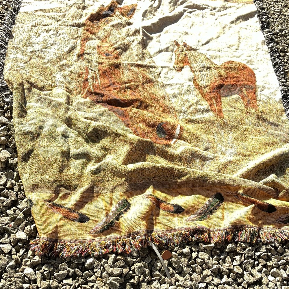 Horse Print Woven Blanket. 4' X 5'